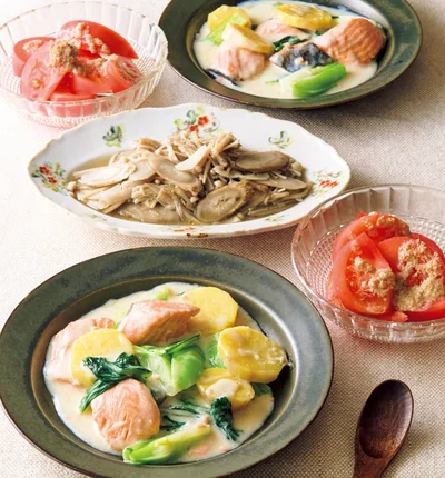 「鮭とさつまいものクリーム煮」の献立