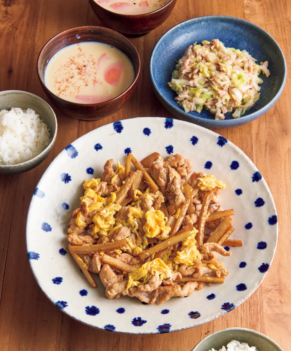 豚肉とごぼうの卵炒め