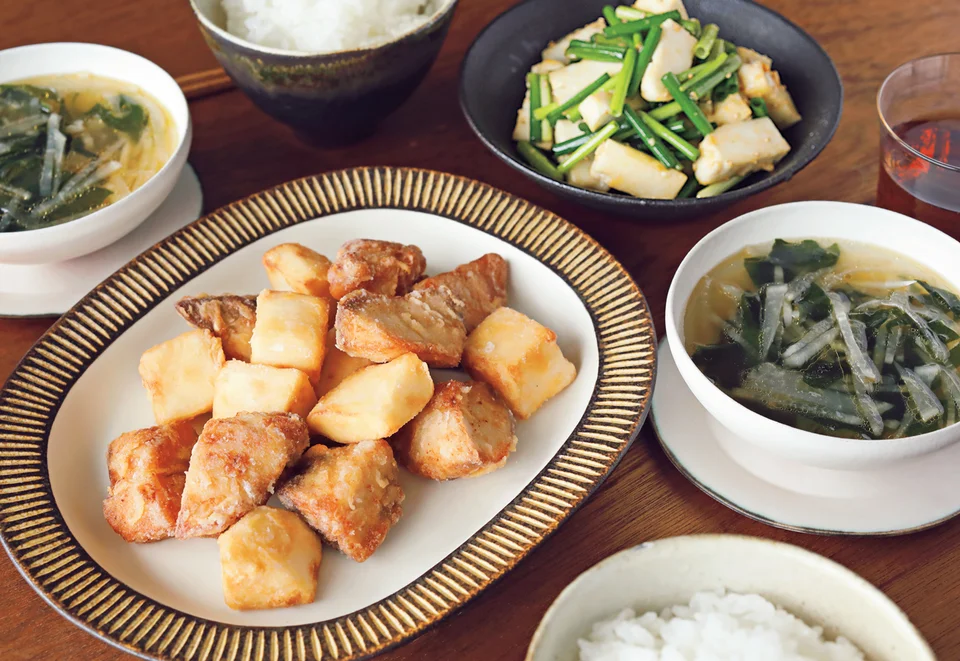 ぶりと長いものから揚げ