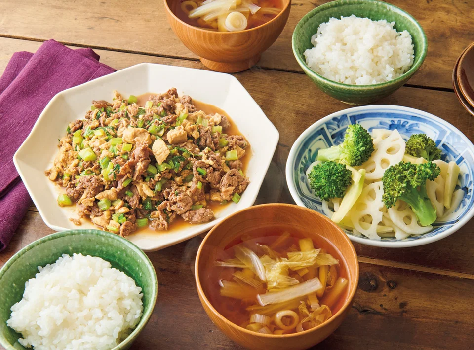 牛肉とかぶの葉のけんちん炒め