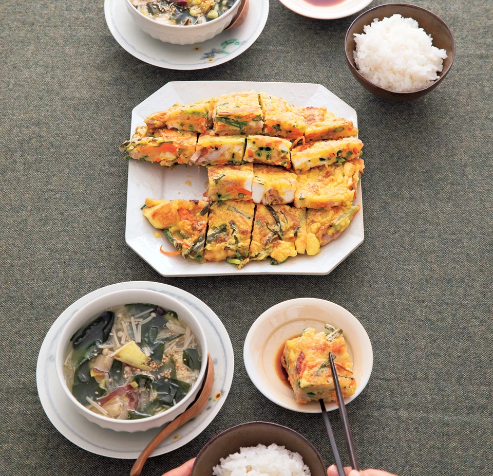 豚肉とたっぷり野菜の厚焼きチヂミ