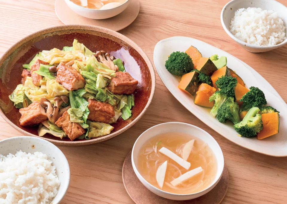 厚揚げとキャベツのみそ炒め