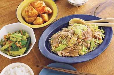 「豚肉ともやしの温サラダ」の献立