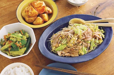 「豚肉ともやしの温サラダ」の献立