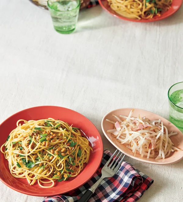 「納豆じゃこパスタ」の献立