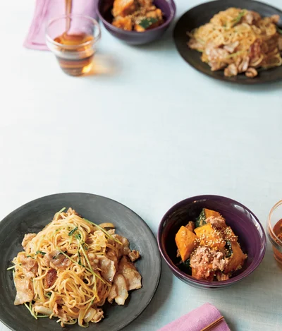 「豚肉と豆苗の焼きそば」の献立