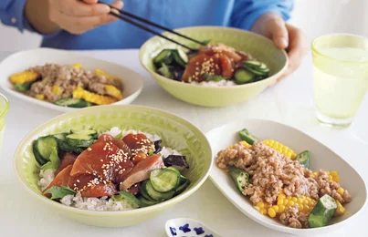 「かつおのづけ丼」の献立