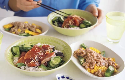 「かつおのづけ丼」の献立