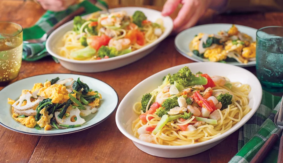 シーフードとブロッコリーのワンポットパスタ