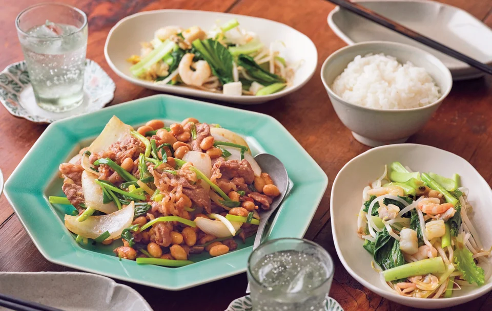 牛肉と大豆の甘みそ炒め