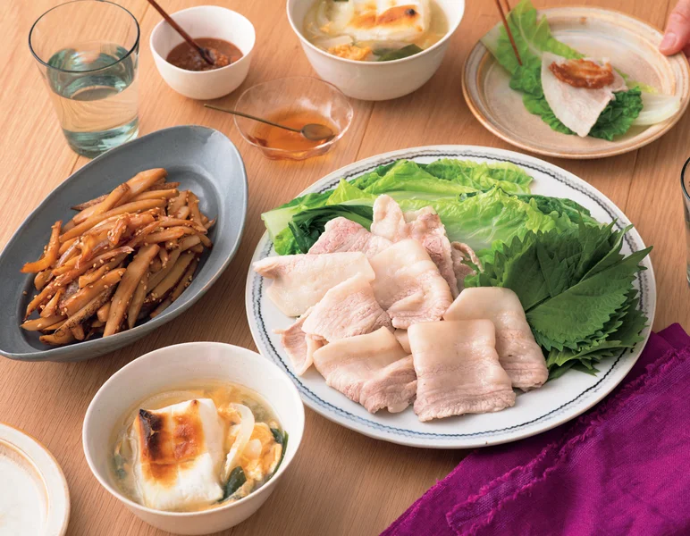 「ゆで白菜のポッサム風」の献立