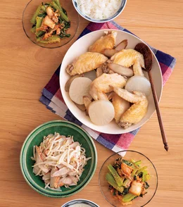 「手羽先と大根のコクうま煮込み」の献立