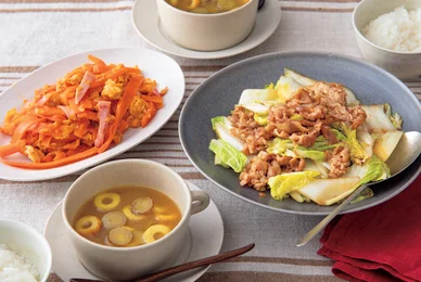 「豚バラと白菜のシャキシャキ炒め」の献立