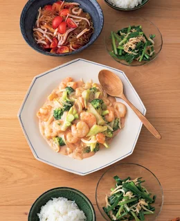 「えびとブロッコリーのオイスタークリームソース」の献立