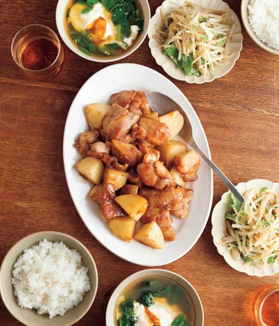 「とり肉とじゃがいもの甘酢炒め」の献立