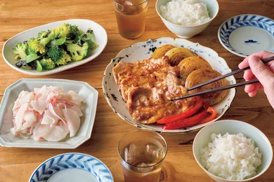 「豚肉の梅しょうが焼き」の献立