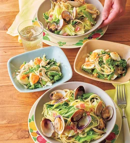 「春キャベツのボンゴレパスタ」の献立