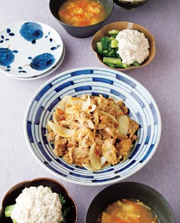 「豚こまと玉ねぎのカレー甘酢炒め」の献立
