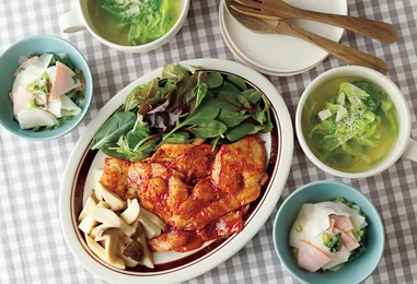 「豚肉のソテー にんにくバーベキューソース」の献立