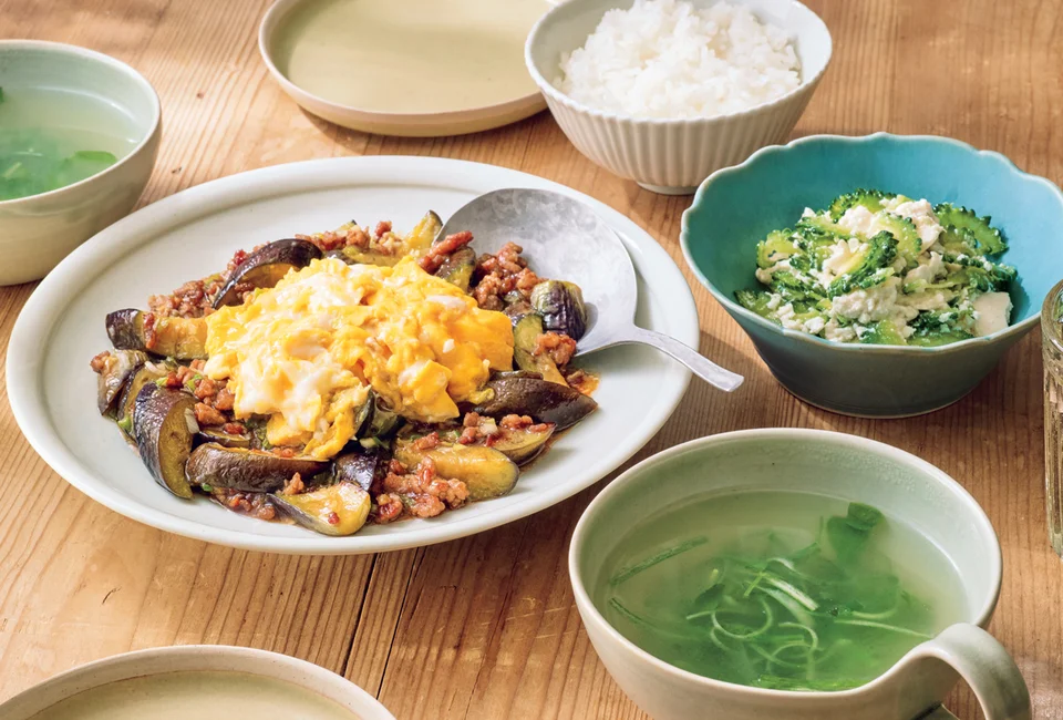 ふわふわ卵の麻婆なす
