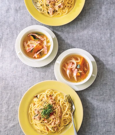 「ツナと青じそのパスタ」の献立