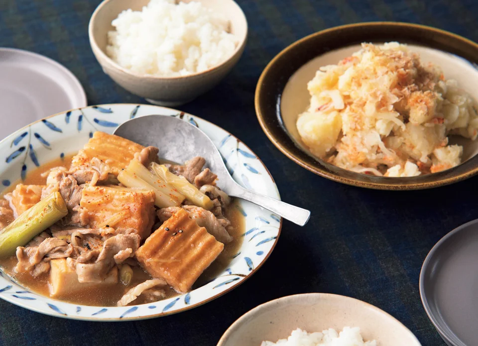 「豚肉と厚揚げのしょうがじょうゆ煮」の献立