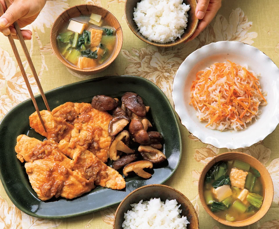 「とり肉としいたけの照り焼き」の献立